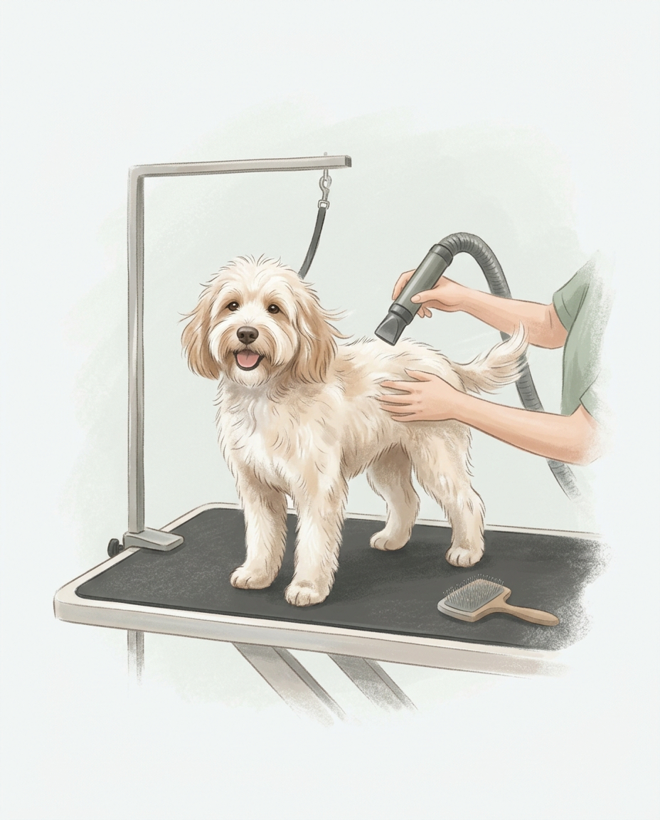 Wash and Blow Dry service at Waves & Wags